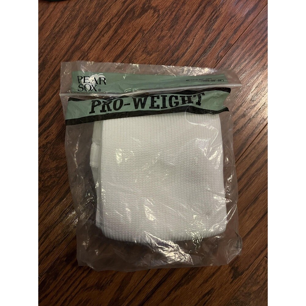 Pear Sox Pro-Weight Hockey Socks Adult 30-32 White Knit Ice Hockey Gear Pearsox